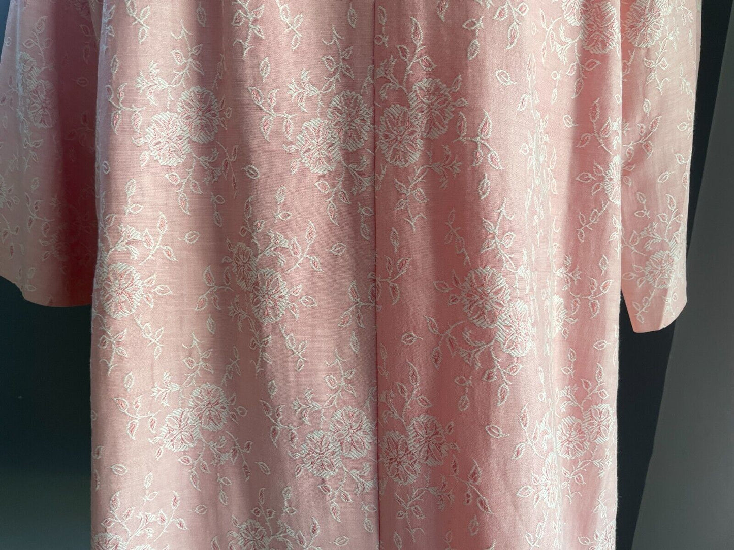 Vintage M BLOCK Pink & White Embroidered Floral 2 Piece Set Dress & Jacket Sz 12
