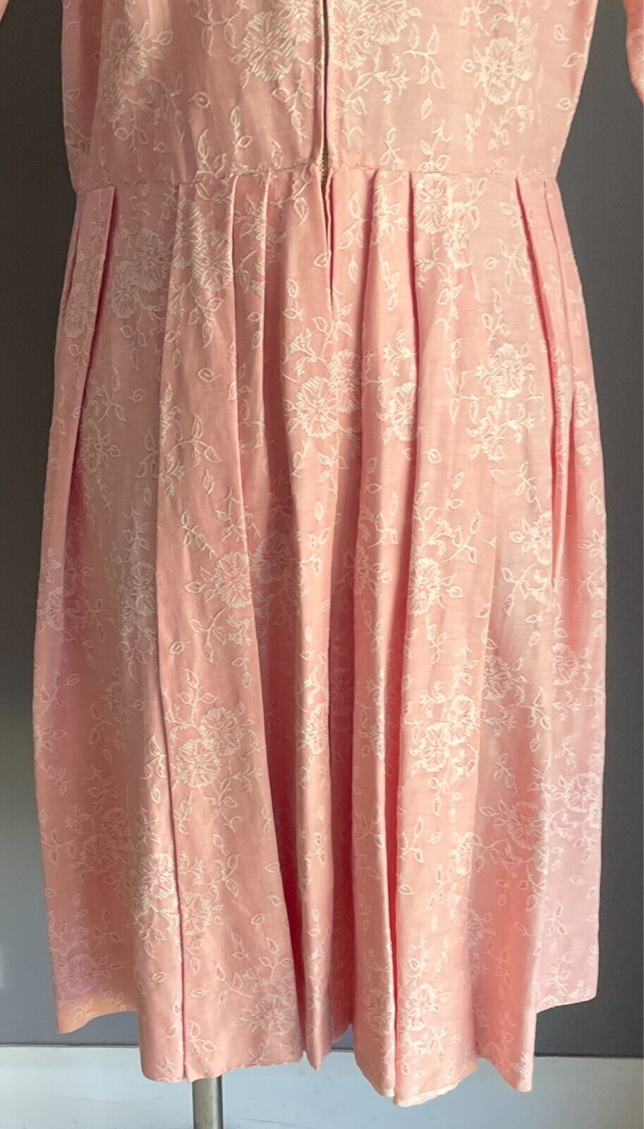 Vintage M BLOCK Pink & White Embroidered Floral 2 Piece Set Dress & Jacket Sz 12
