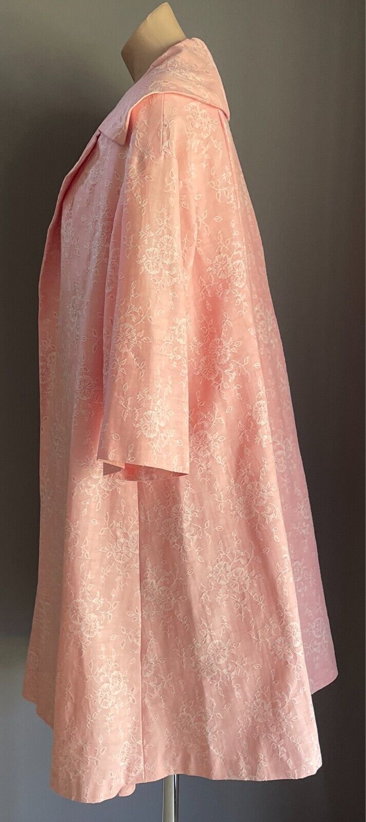 Vintage M BLOCK Pink & White Embroidered Floral 2 Piece Set Dress & Jacket Sz 12