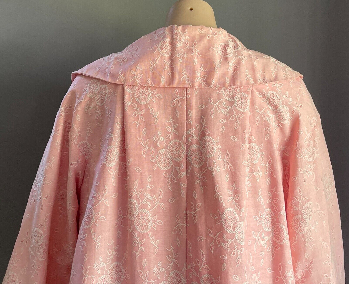 Vintage M BLOCK Pink & White Embroidered Floral 2 Piece Set Dress & Jacket Sz 12