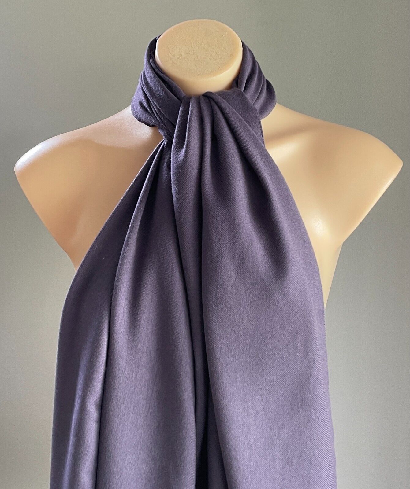 Aubergine Purple Scarf Fringe Large Neck Wrap Shawl Rectangle Soft Touch Fabric