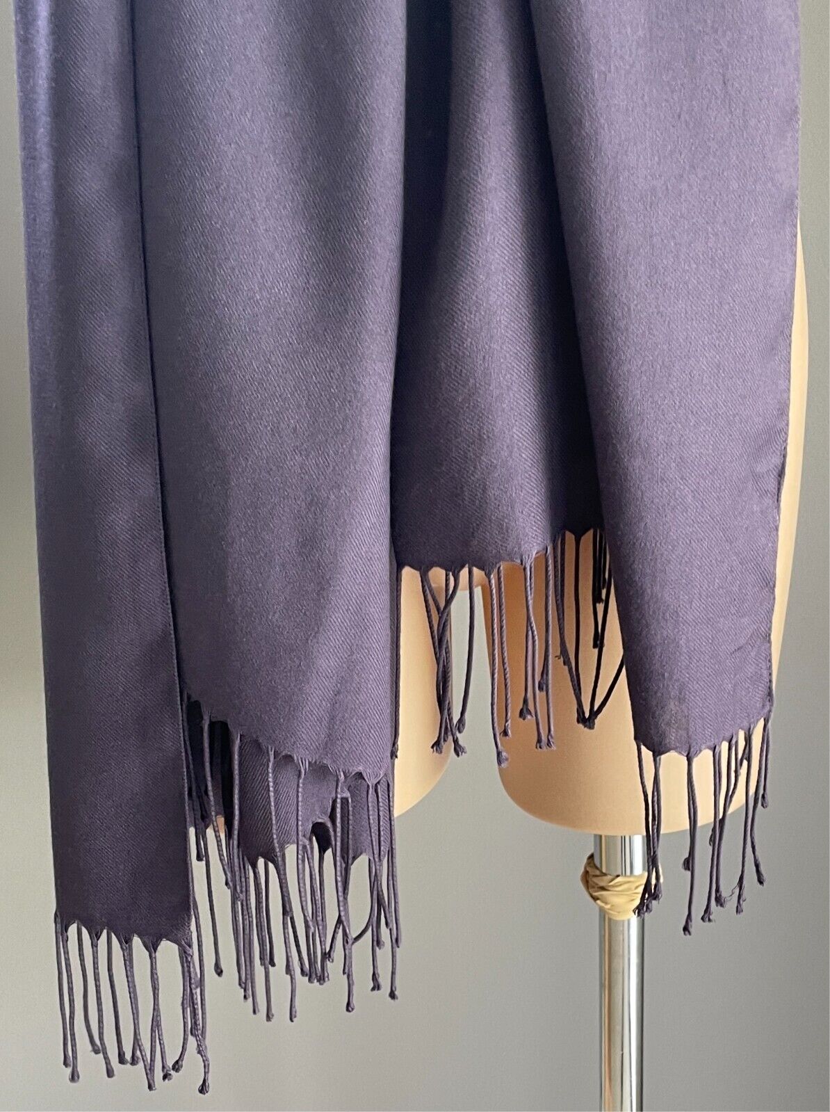 Aubergine Purple Scarf Fringe Large Neck Wrap Shawl Rectangle Soft Touch Fabric