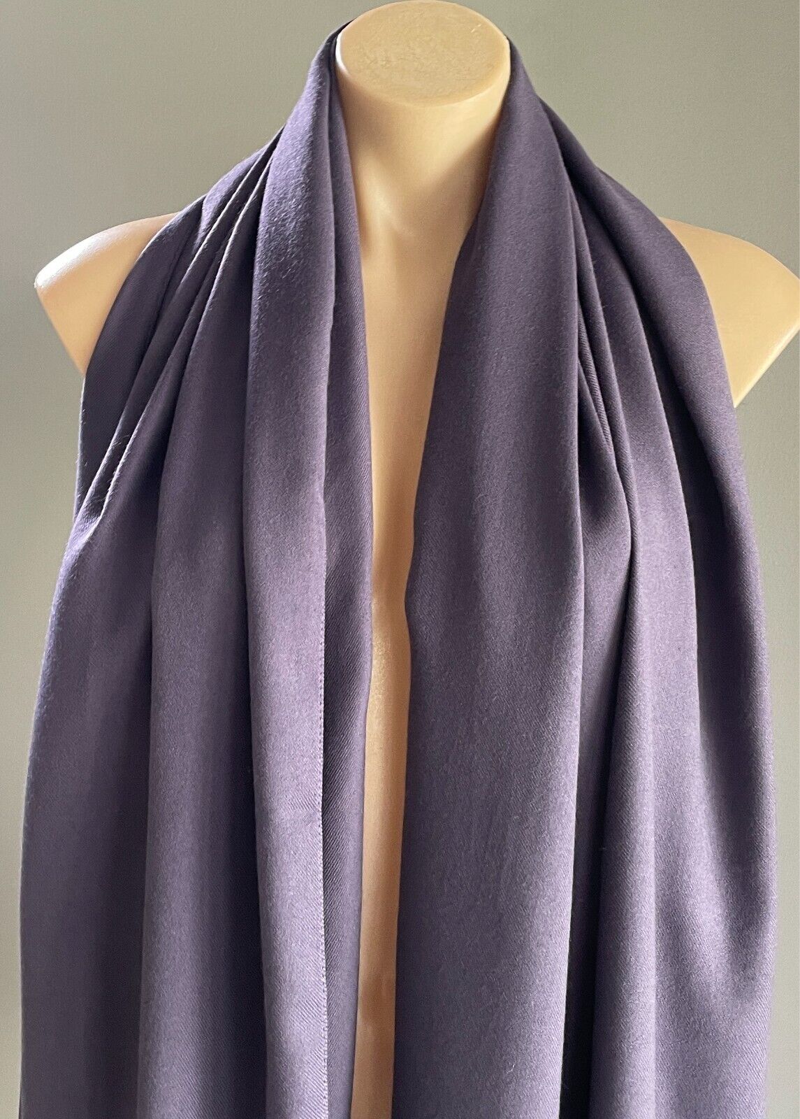 Aubergine Purple Scarf Fringe Large Neck Wrap Shawl Rectangle Soft Touch Fabric