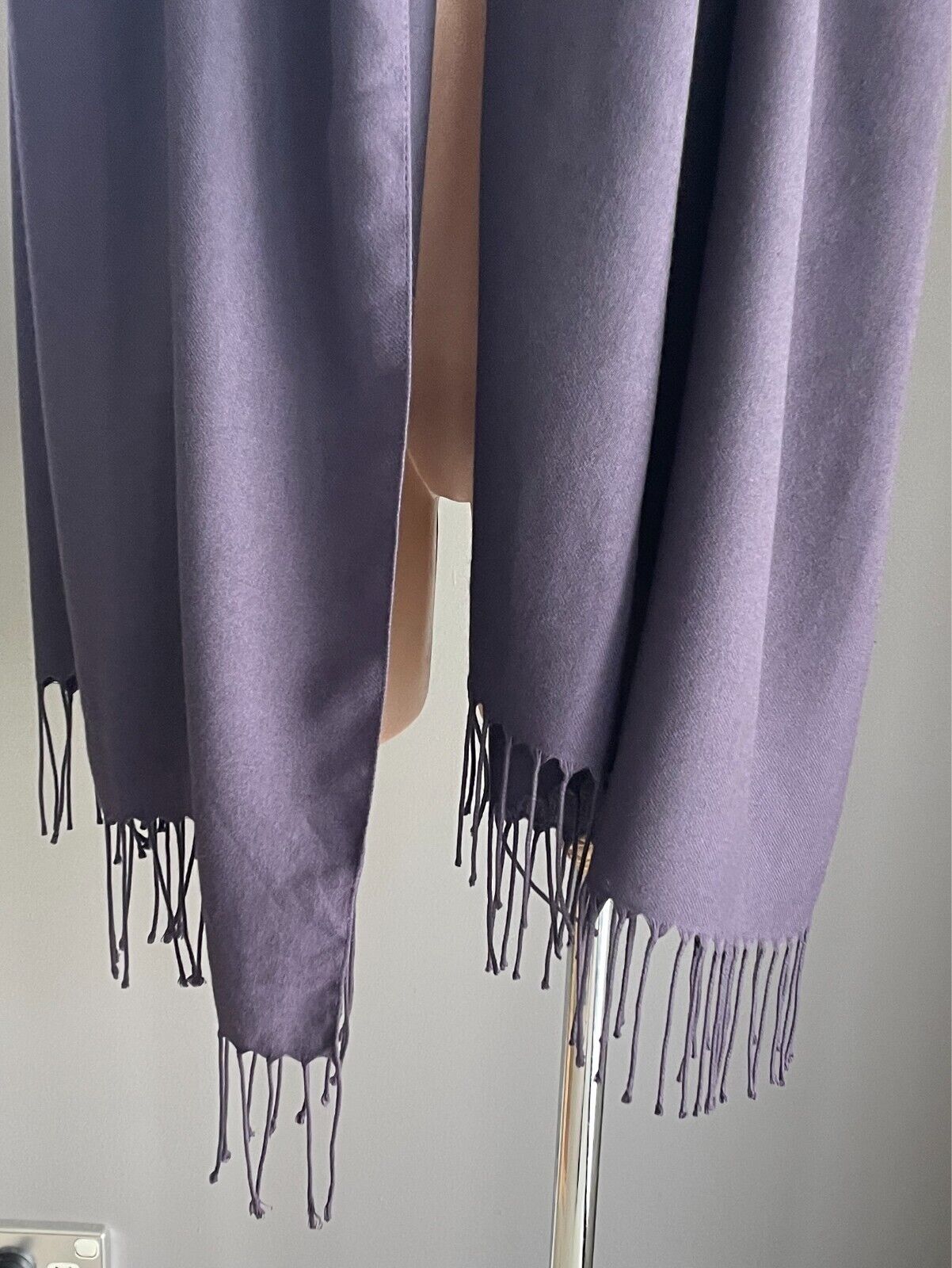 Aubergine Purple Scarf Fringe Large Neck Wrap Shawl Rectangle Soft Touch Fabric