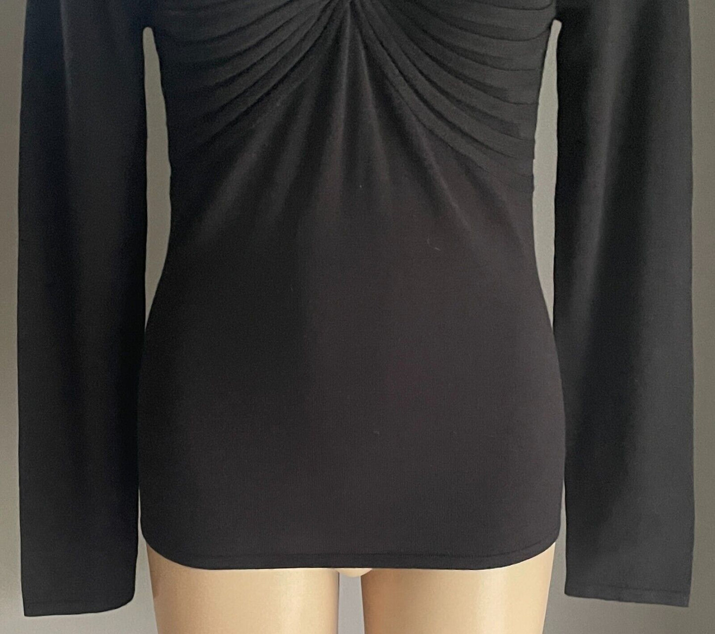 OASIS BY FOSCHINI Black Knit Jumper Size S Long Sleeves Stretch Ruched & Rib