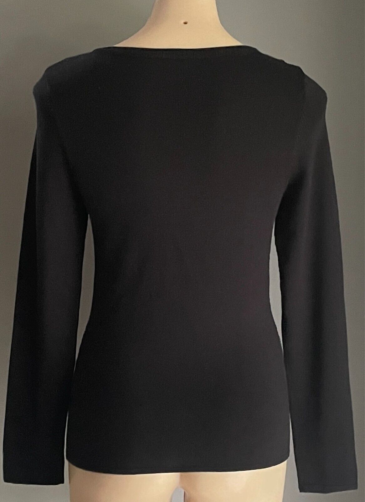 OASIS BY FOSCHINI Black Knit Jumper Size S Long Sleeves Stretch Ruched & Rib