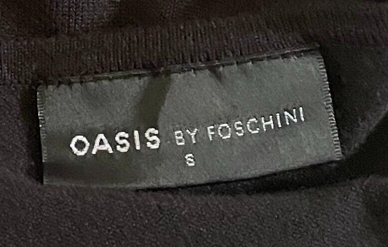 OASIS BY FOSCHINI Black Knit Jumper Size S Long Sleeves Stretch Ruched & Rib