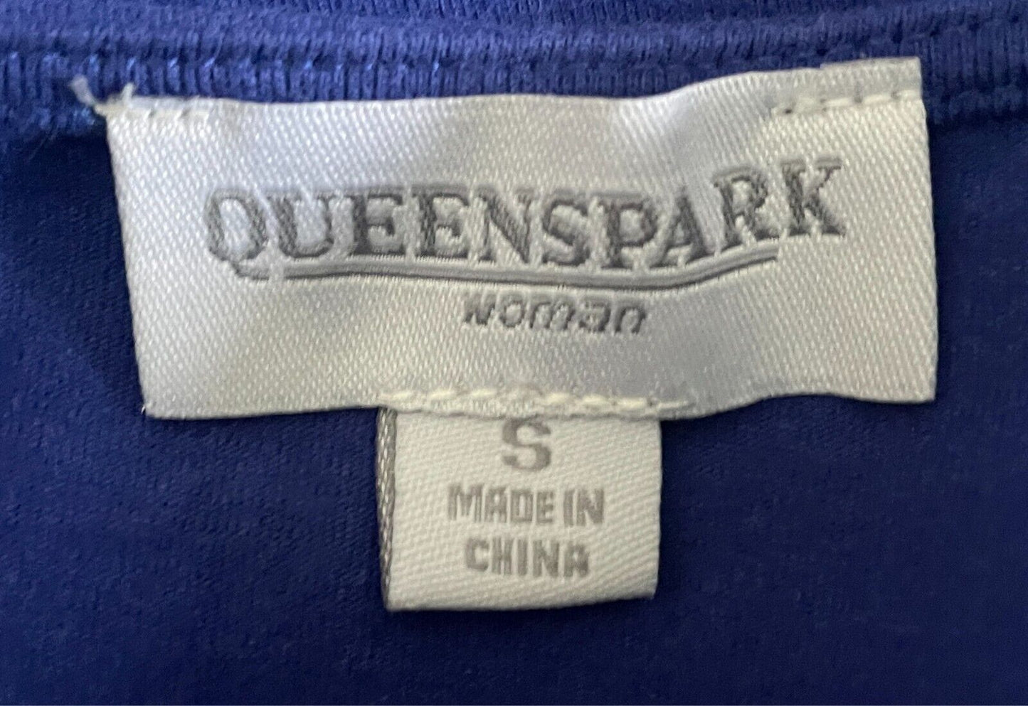 QUEENSPARK WOMAN Top Cobalt Blue T-Shirt Extended Sleeves Size S Chiffon Detail