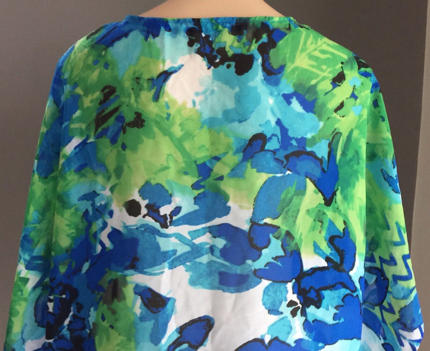 W LANE Kaftan Sheer Top Bright Colourful Floral Beach Cover Pool Size L 12 NEW