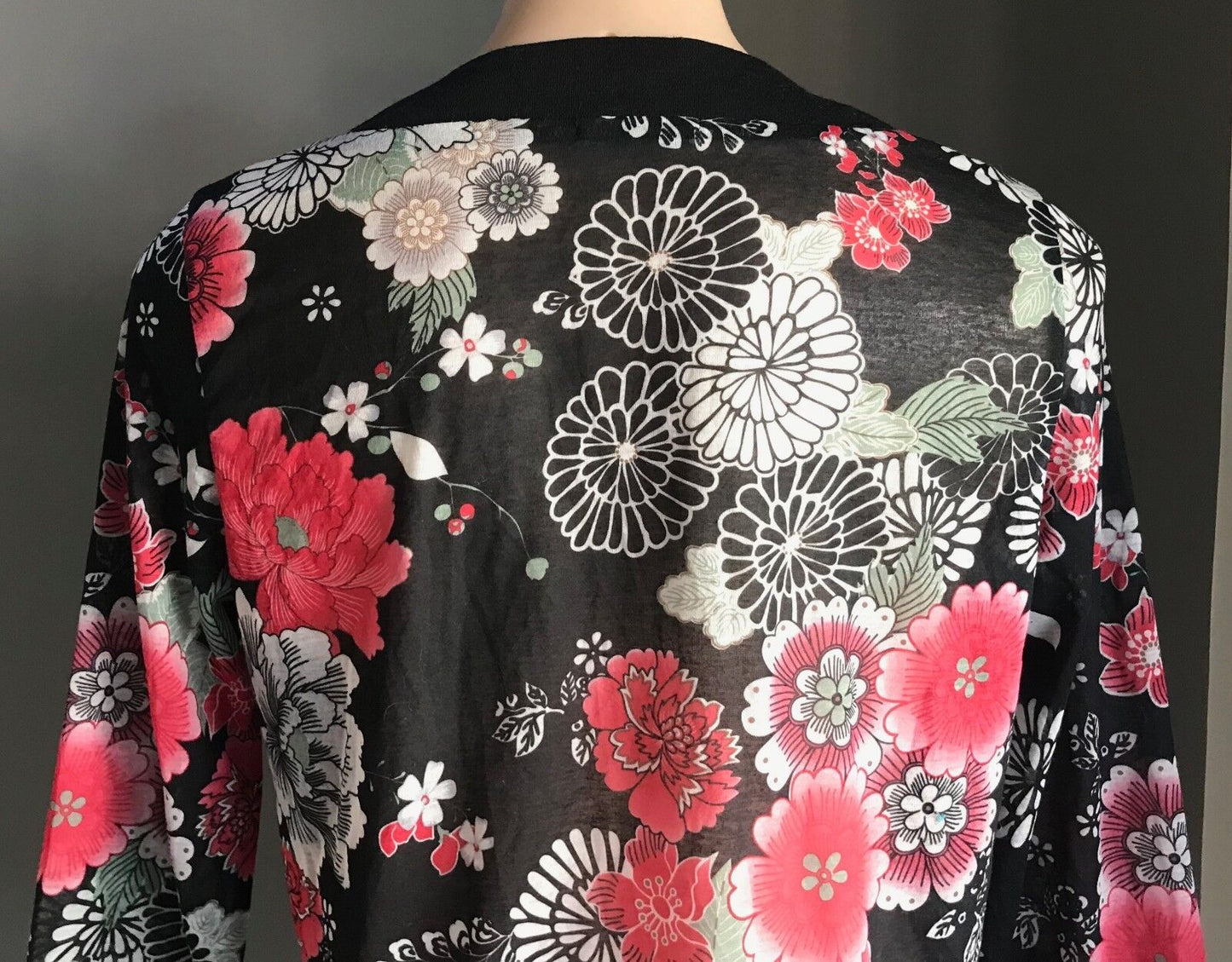 W LANE Top MultiColoured Floral Semi Sheer 3/4 Sleeve Blouse Ladies Size S 10