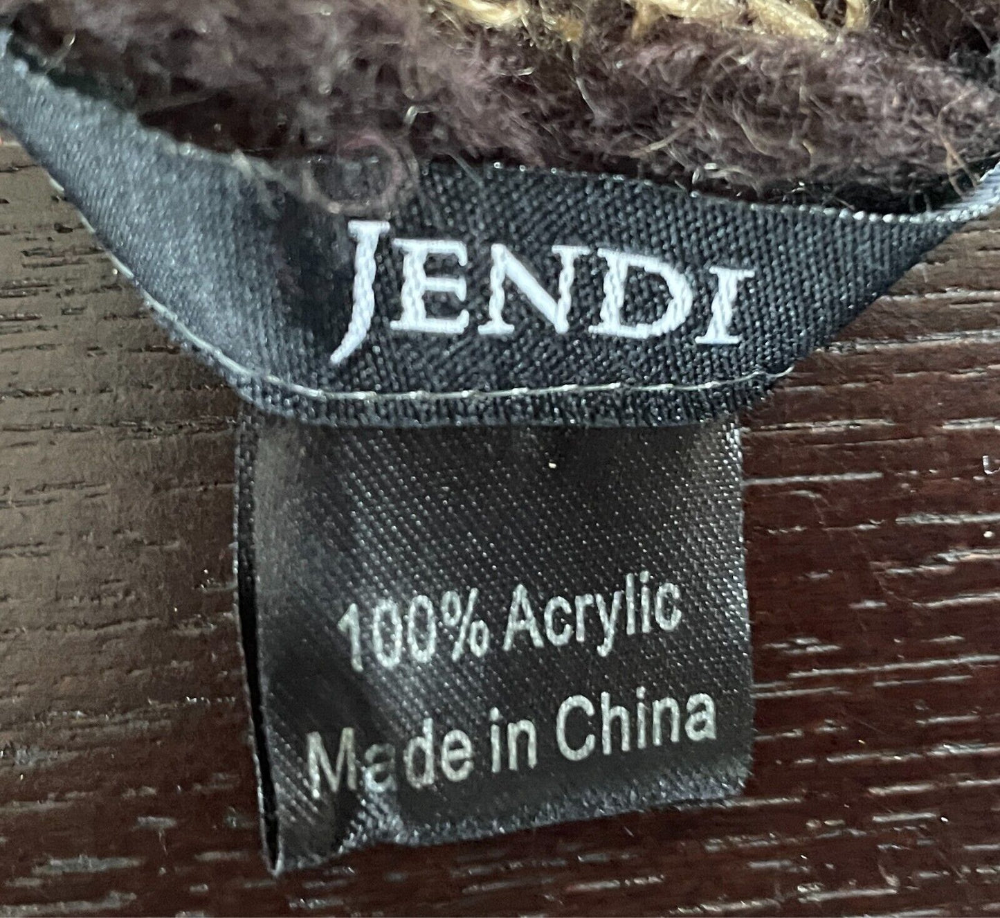 JENDI Neck Scarf Ruched Acrylic Decorative Stitch Knit Browns & Burgundy Boho