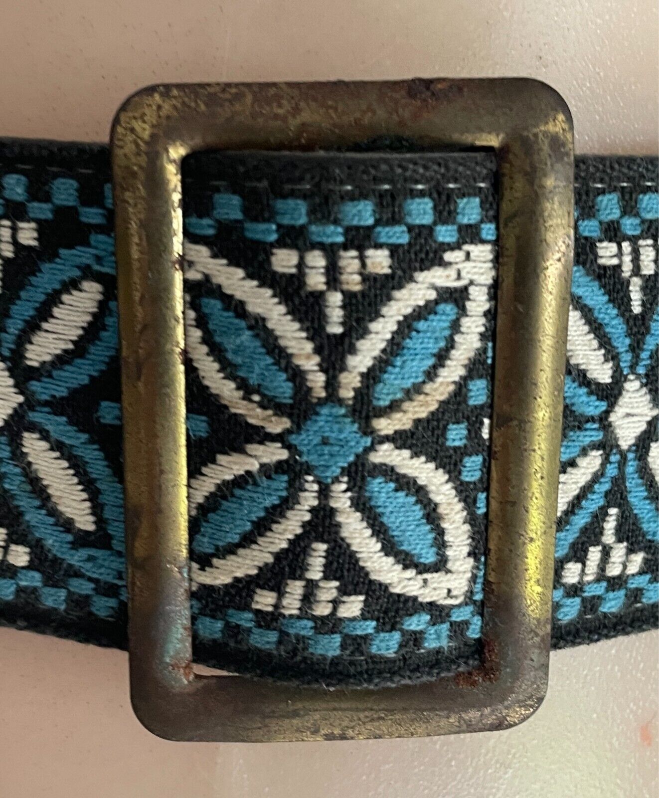 5cm Embroidered Belt Blue White Black Flower Tapestry PU Back Tie Belt 96 l134cm
