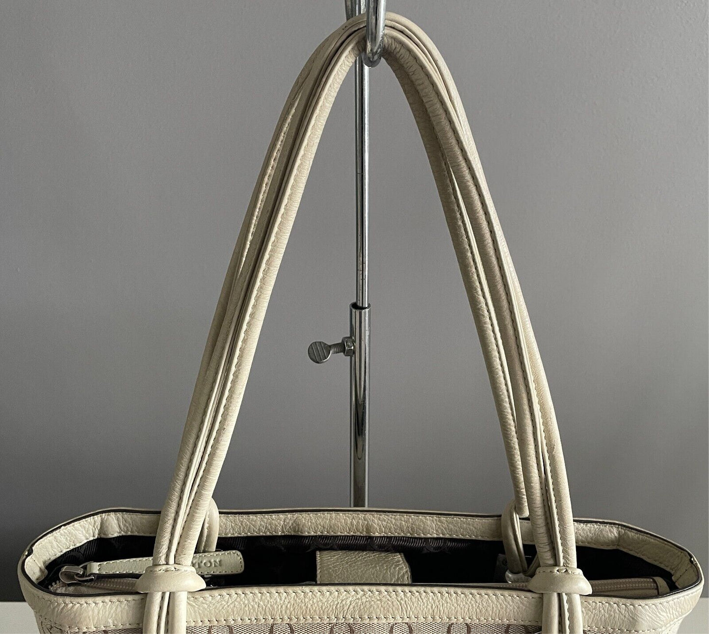 OROTON Cream & Beige Jacquard Monogram Print Tote/Handbag Double Straps Dust Bag