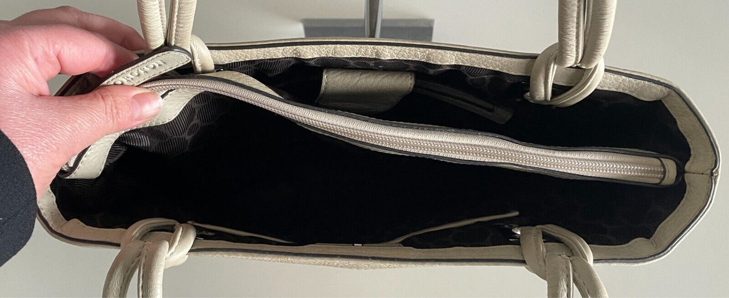 OROTON Cream & Beige Jacquard Monogram Print Tote/Handbag Double Straps Dust Bag