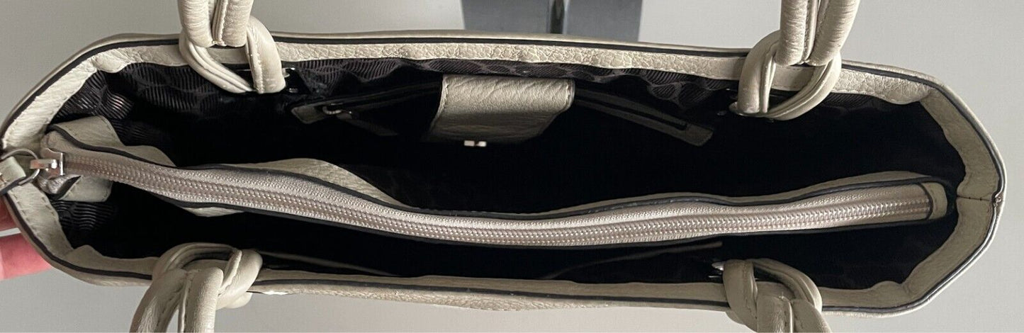 OROTON Cream & Beige Jacquard Monogram Print Tote/Handbag Double Straps Dust Bag
