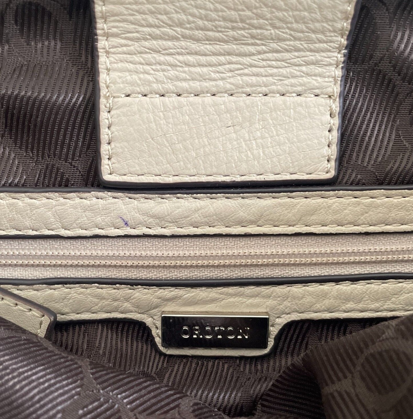 OROTON Cream & Beige Jacquard Monogram Print Tote/Handbag Double Straps Dust Bag