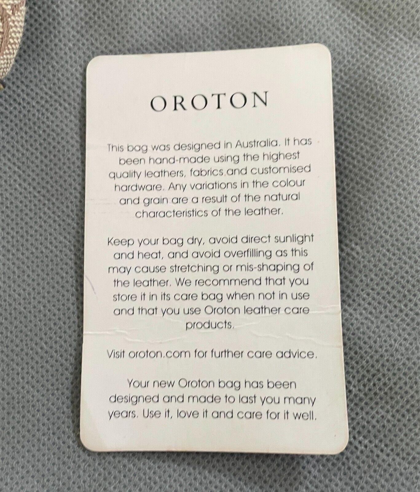 OROTON Cream & Beige Jacquard Monogram Print Tote/Handbag Double Straps Dust Bag