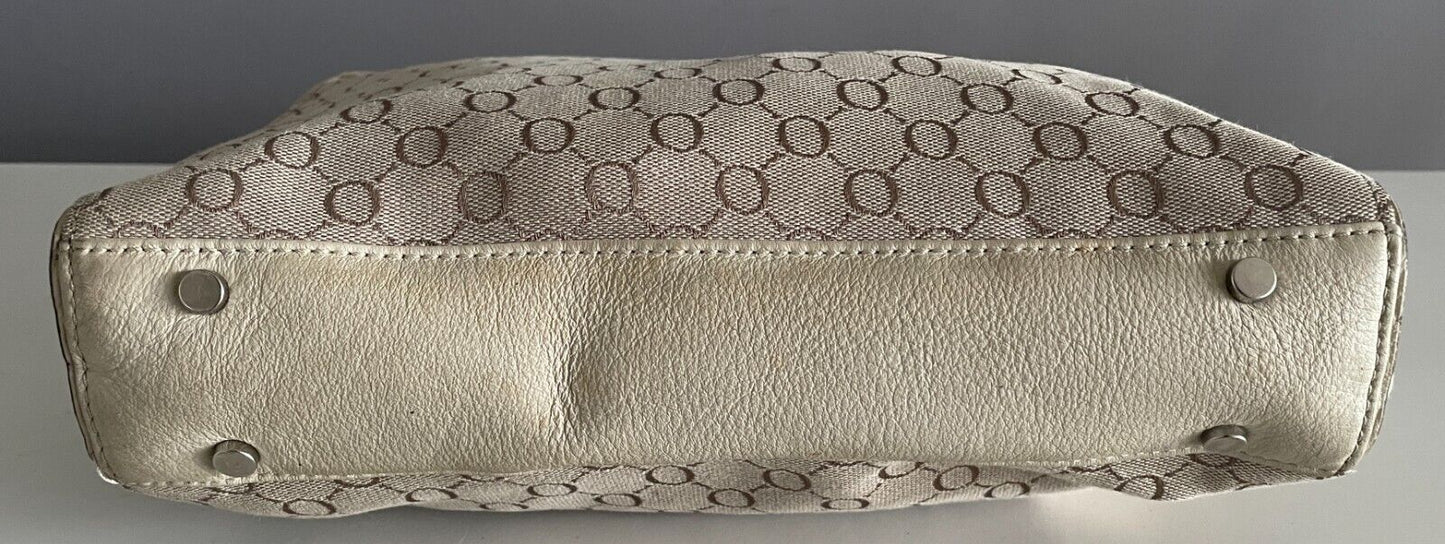 OROTON Cream & Beige Jacquard Monogram Print Tote/Handbag Double Straps Dust Bag