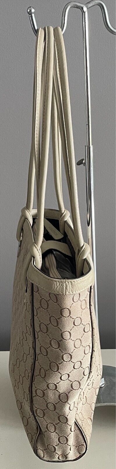 OROTON Cream & Beige Jacquard Monogram Print Tote/Handbag Double Straps Dust Bag