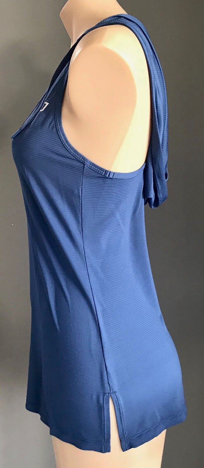 UNIQUELY LORNA JANE Tank Top Hooded Racer Back Blue Gym Training Size S 10 NEW