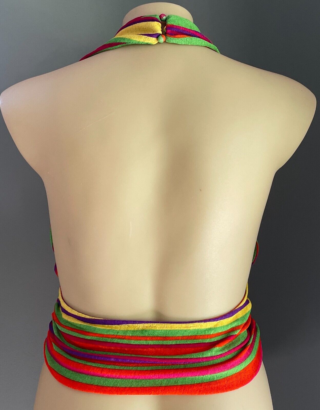 SHEIN CURVE Bright Multicolour Stripe Plunging V-Neck Halter Top Size 3XL 22