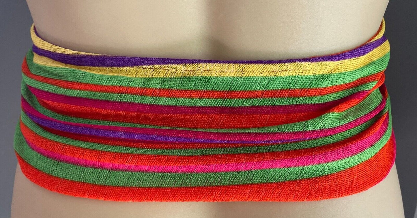 SHEIN CURVE Bright Multicolour Stripe Plunging V-Neck Halter Top Size 3XL 22