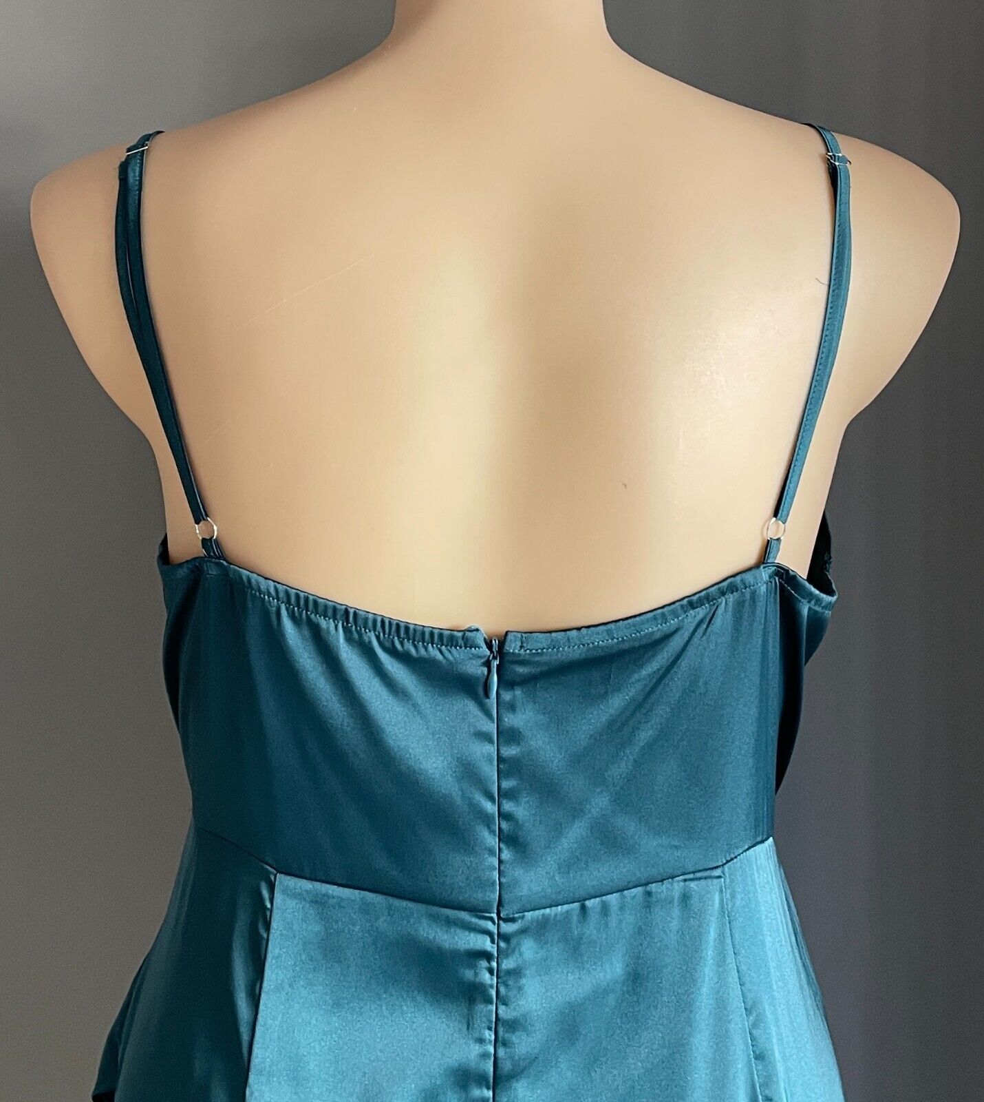SHEIN CURVE Silky Dress Emerald Faux Wrap Gown Plus Size 3XL 18 Thigh Slit NEW