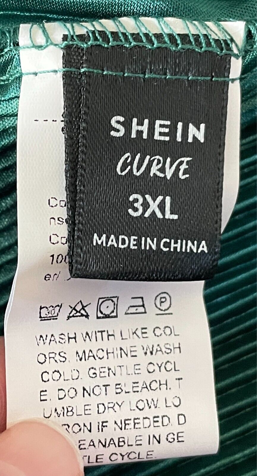SHEIN CURVE Green Plisse Micro Pleat Blouse Size 3XL 22 Button Up Long Sleeves