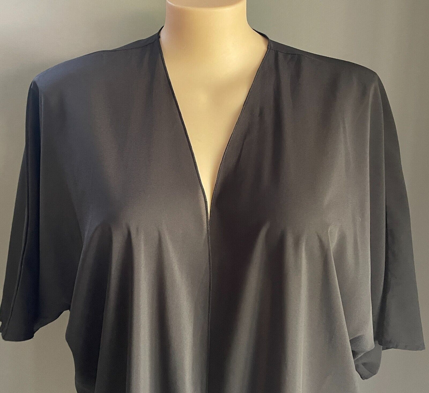 SHEIN CURVE Duster Jacket Black Short Sleeve Kimono Size 2XL 20 Polyester Fabric
