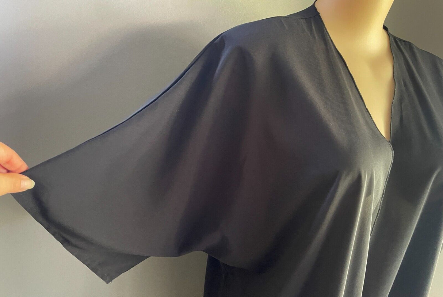 SHEIN CURVE Duster Jacket Black Short Sleeve Kimono Size 2XL 20 Polyester Fabric
