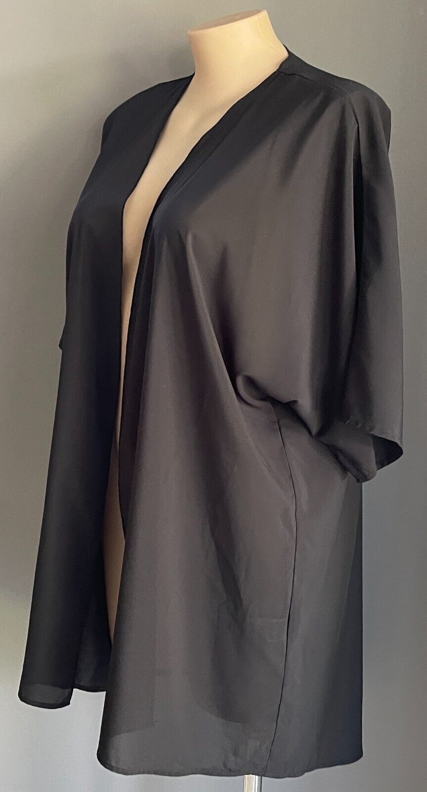 SHEIN CURVE Duster Jacket Black Short Sleeve Kimono Size 2XL 20 Polyester Fabric