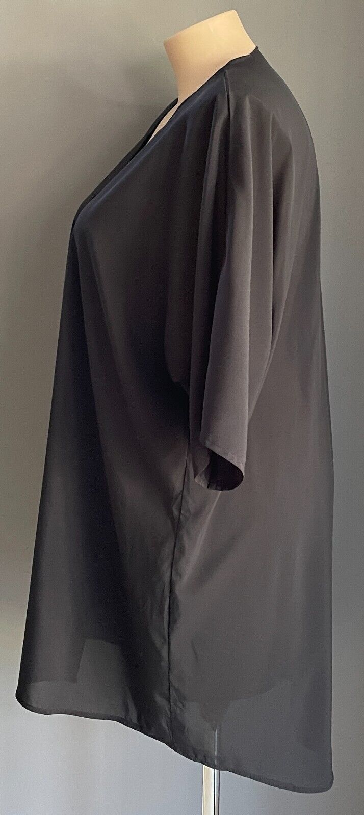 SHEIN CURVE Duster Jacket Black Short Sleeve Kimono Size 2XL 20 Polyester Fabric