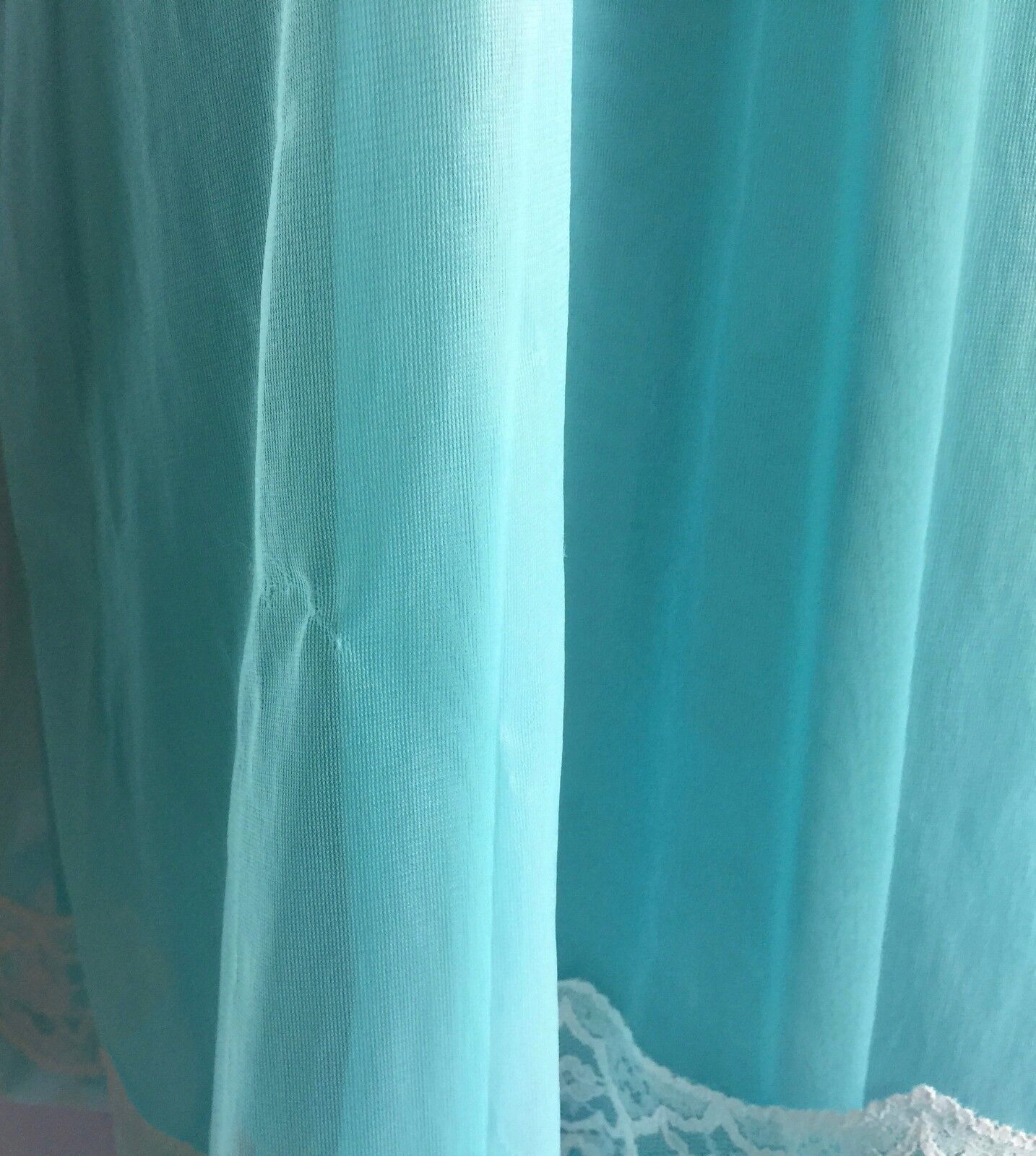 Bri Nylon Nightie Size 16 18 Blue Net & White Lace Sleeveless Vintage 1960s