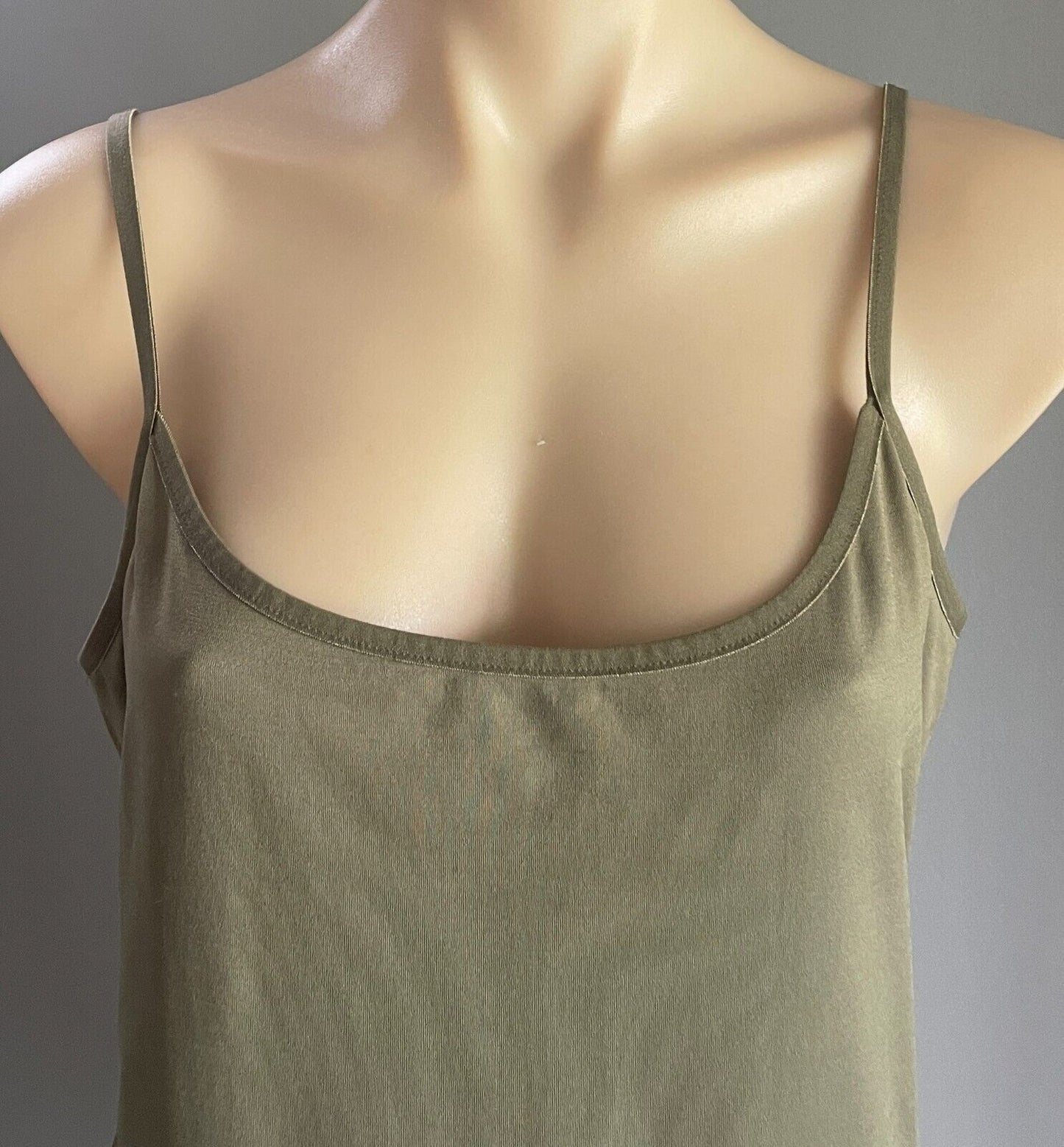 SUSSAN Khaki Stretch Tank Top Size L 12 Thin Shoulder Straps