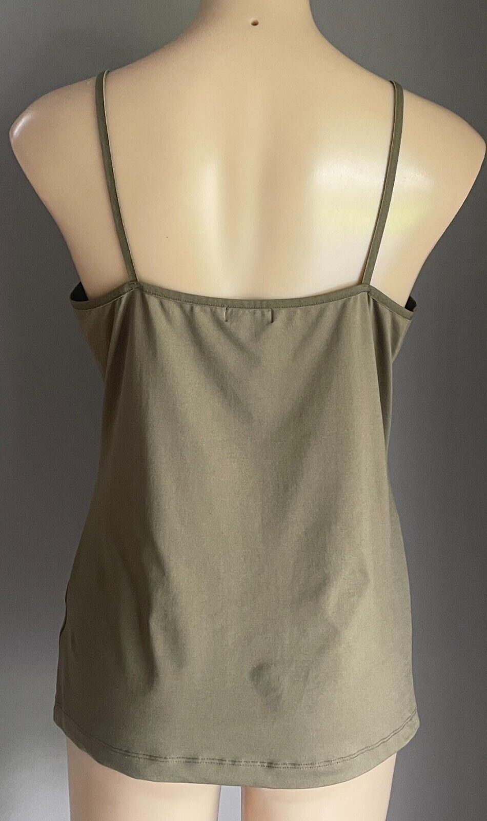 SUSSAN Khaki Stretch Tank Top Size L 12 Thin Shoulder Straps