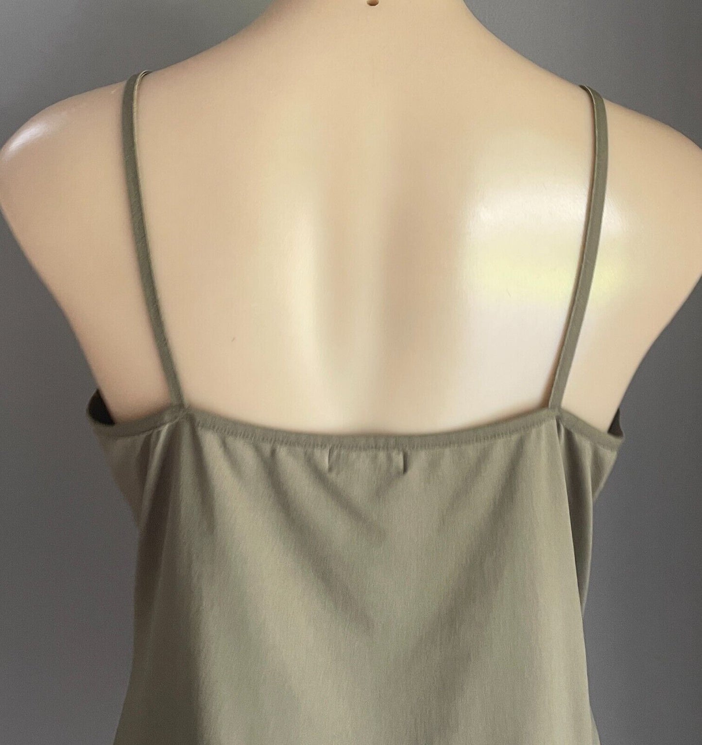 SUSSAN Khaki Stretch Tank Top Size L 12 Thin Shoulder Straps