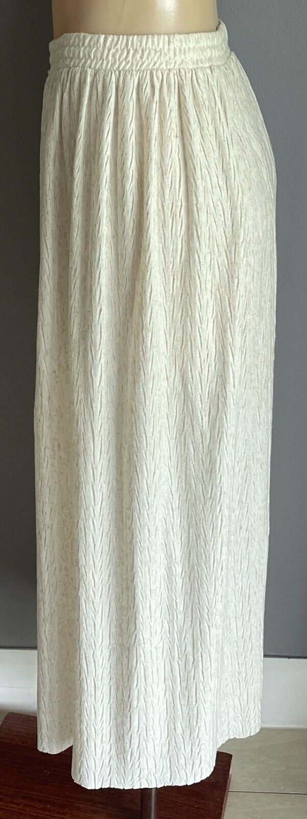 SUSSAN Maxi Skirt Oat Marle Textured Fabric Elastic Waist Button Front Size M 12