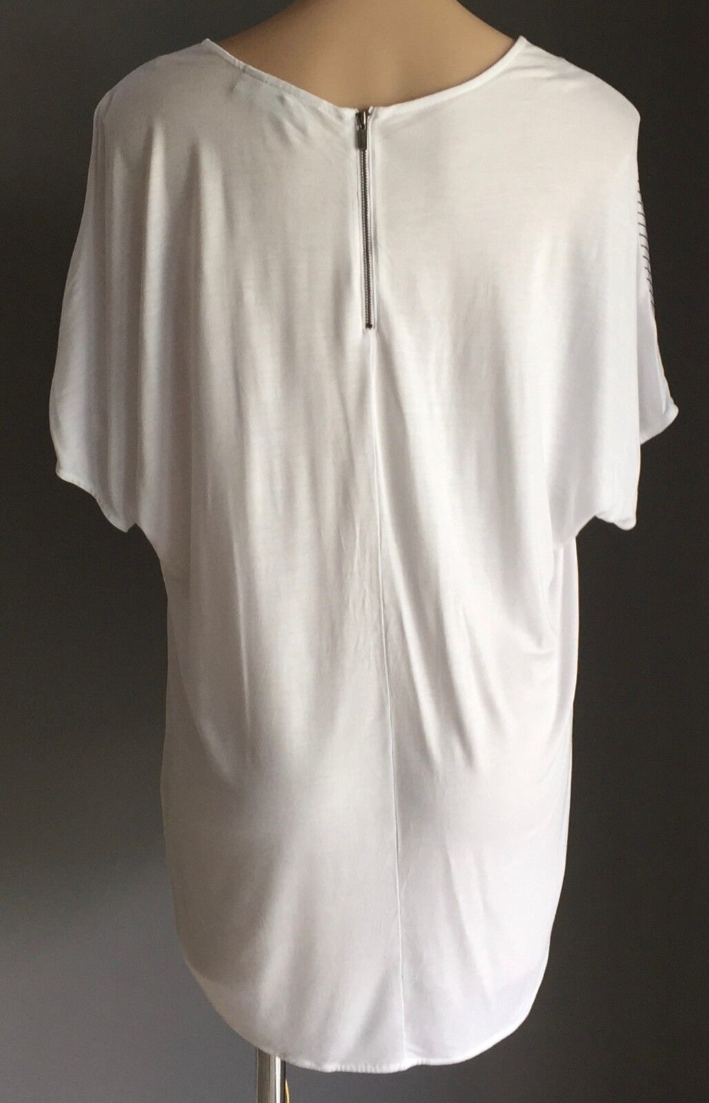 SUSSAN Top White Black Stripe Short Sleeve Oversize Blouse Tee Size XXL 18 NEW