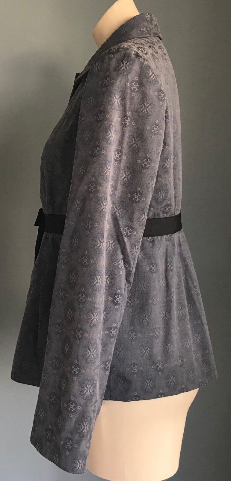 SUSSAN Blue Wash & Taupe Print Lightweight Pleat Waist Jacket Ladies Size 10
