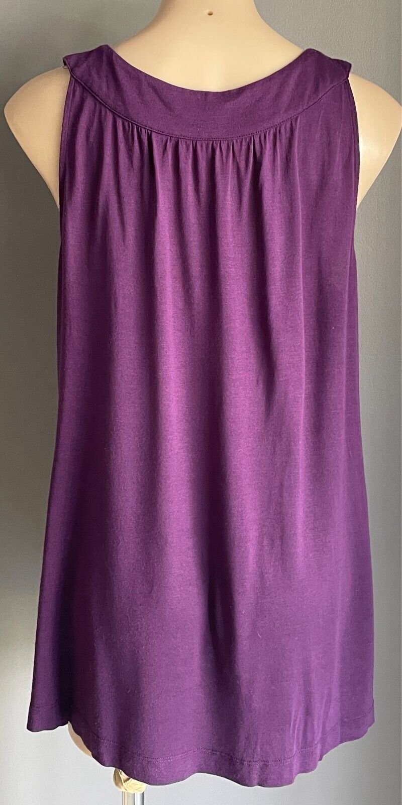 SUSSAN Top Purple & Black Cut Large Beaded Trim Sleeveless Tunic Size XL 12 14