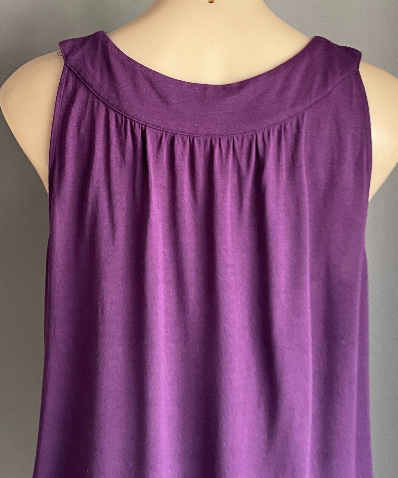 SUSSAN Top Purple & Black Cut Large Beaded Trim Sleeveless Tunic Size XL 12 14