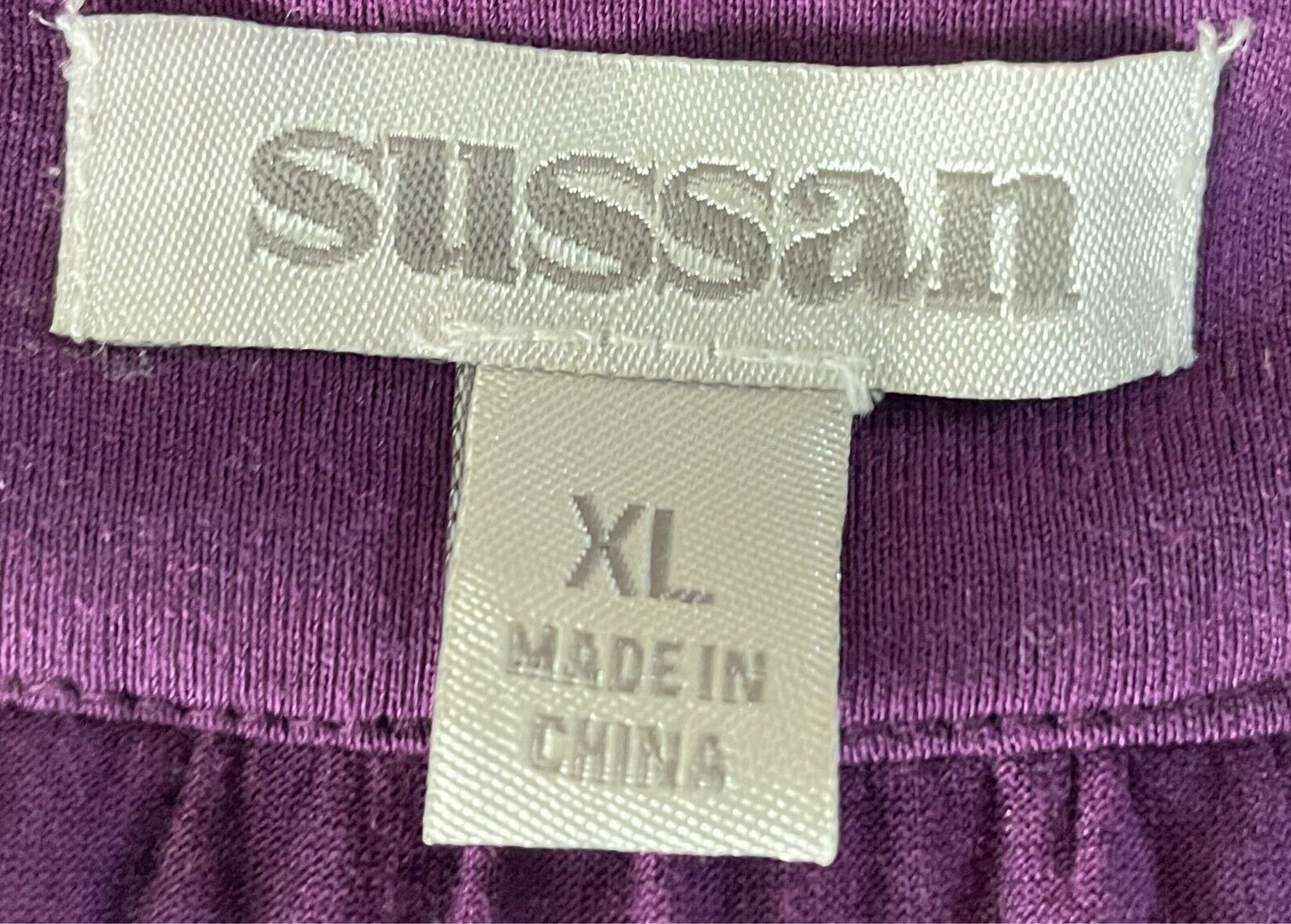 SUSSAN Top Purple & Black Cut Large Beaded Trim Sleeveless Tunic Size XL 12 14