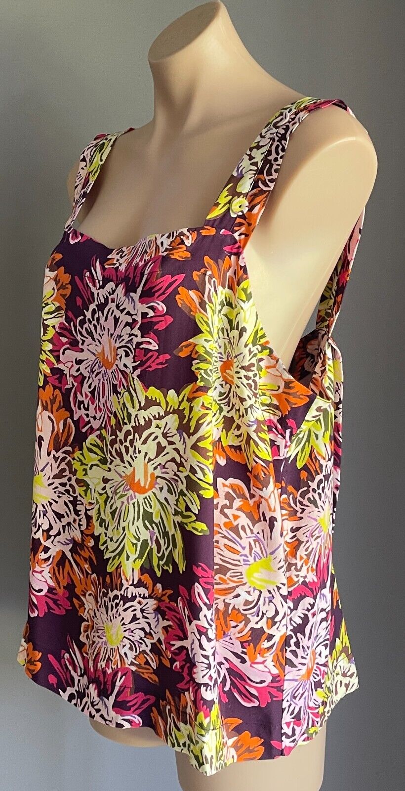 SUSSAN Bright Multicolour Floral Tank Top Wide Shoulder Straps  Size 16 NEW