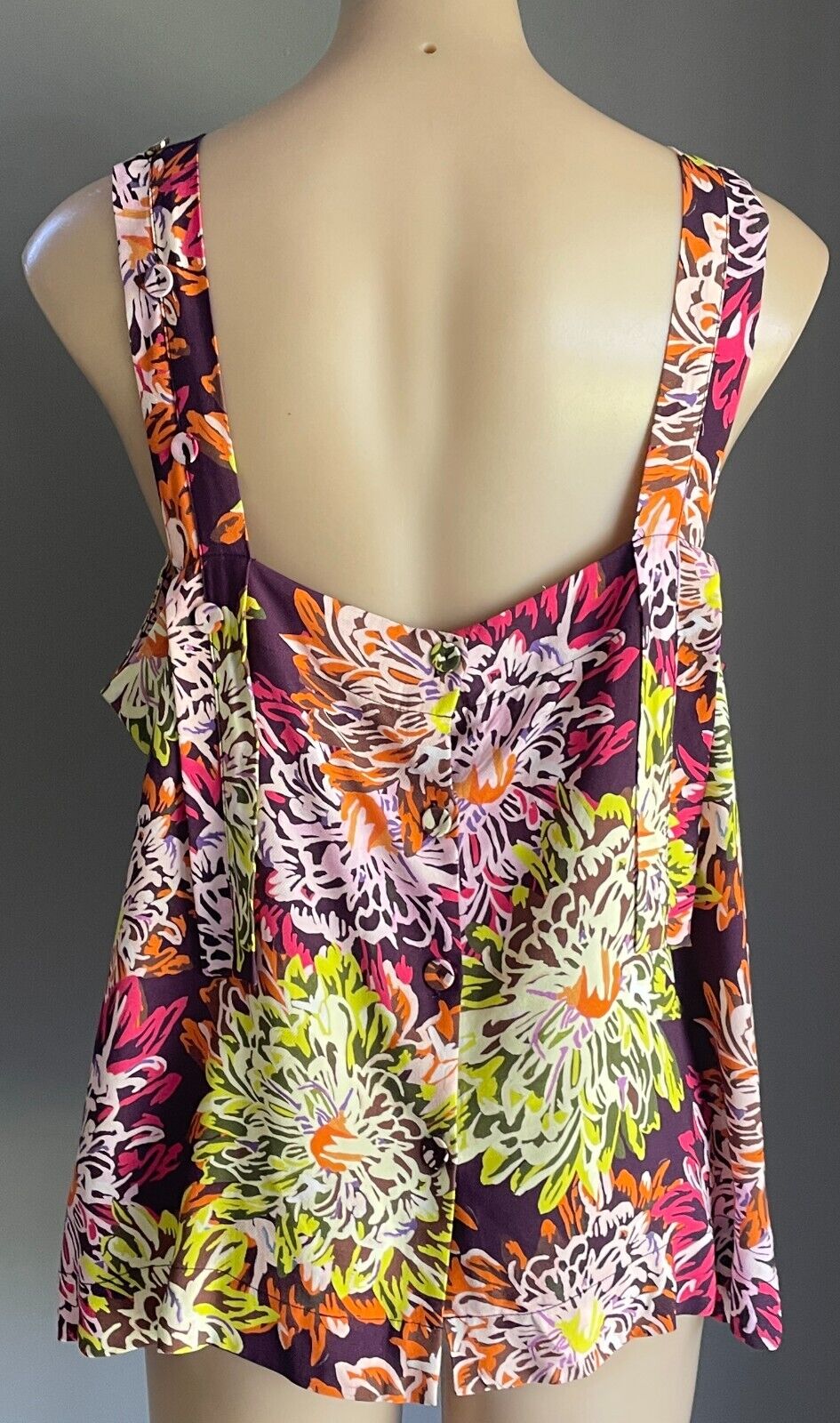 SUSSAN Bright Multicolour Floral Tank Top Wide Shoulder Straps  Size 16 NEW