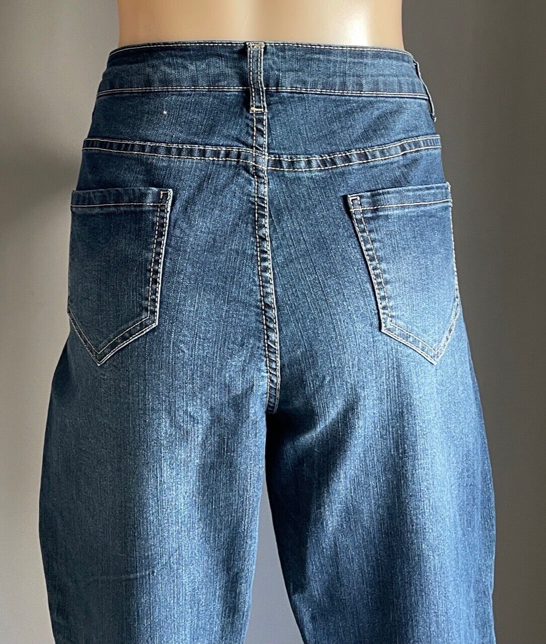 KATIES Jeans Blue Stretch Denim Full Length Skinny  w Zip Pockets Ladies Size 16