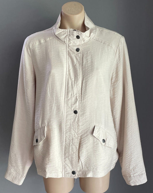 KATIES Jacket Lightweight Sand Colour Textured Fabric Long Sleeves Size 16