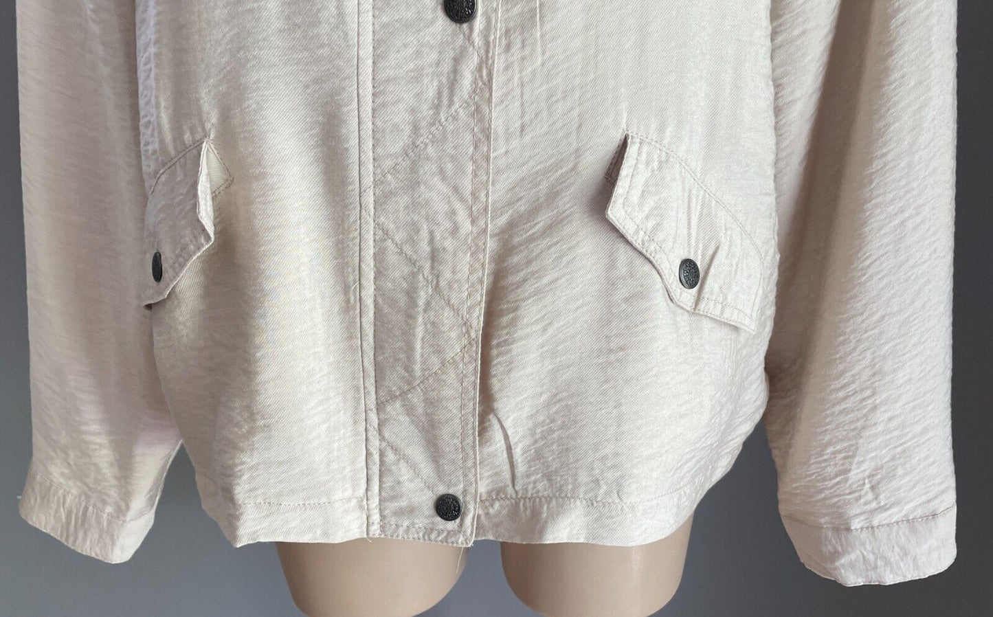 KATIES Jacket Lightweight Sand Colour Textured Fabric Long Sleeves Size 16
