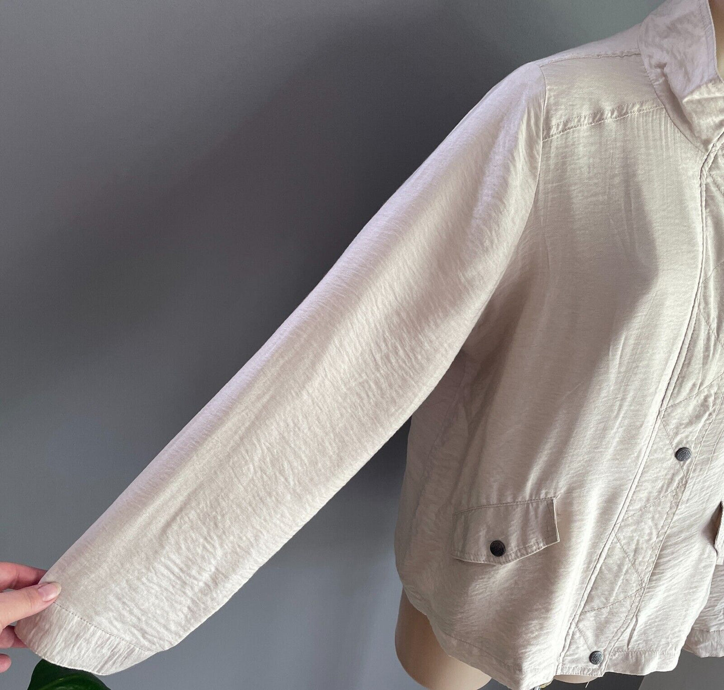 KATIES Jacket Lightweight Sand Colour Textured Fabric Long Sleeves Size 16