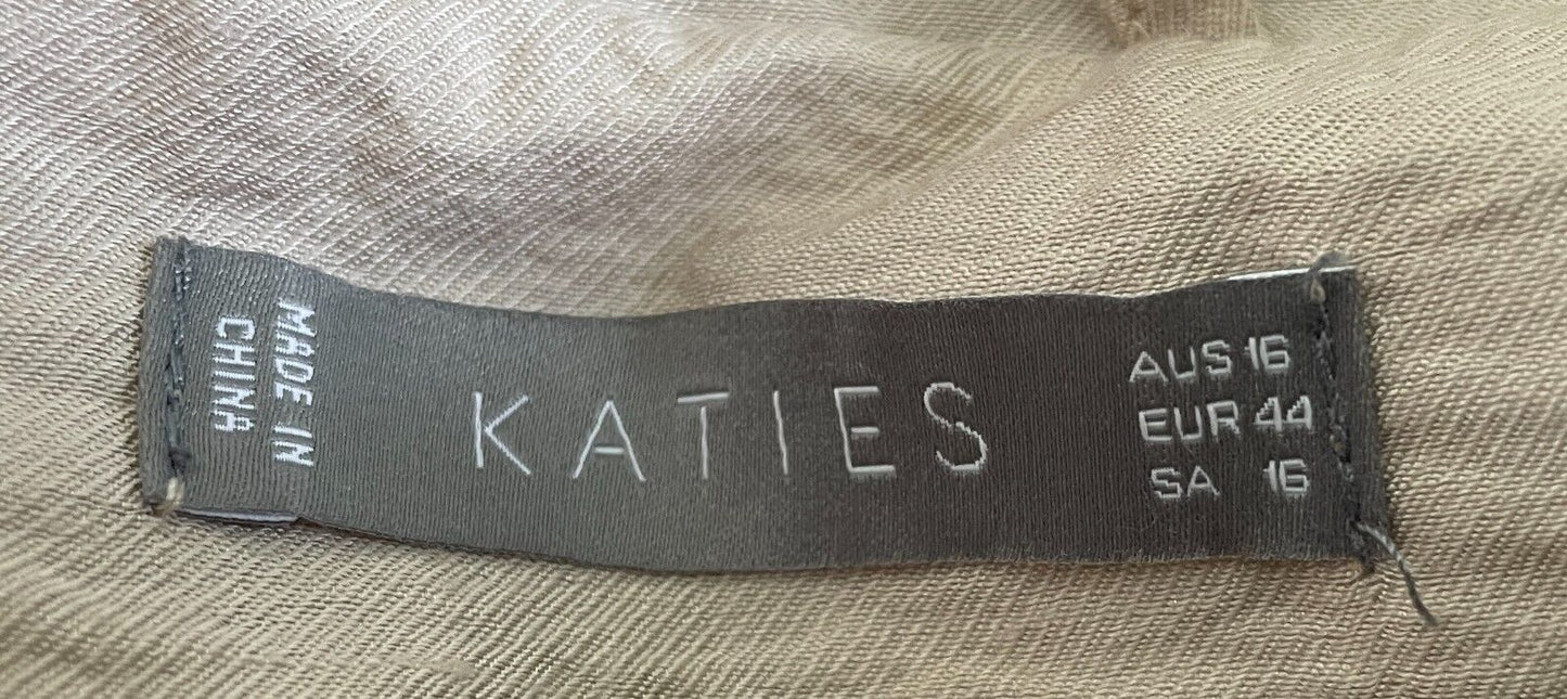 KATIES Jacket Lightweight Sand Colour Textured Fabric Long Sleeves Size 16