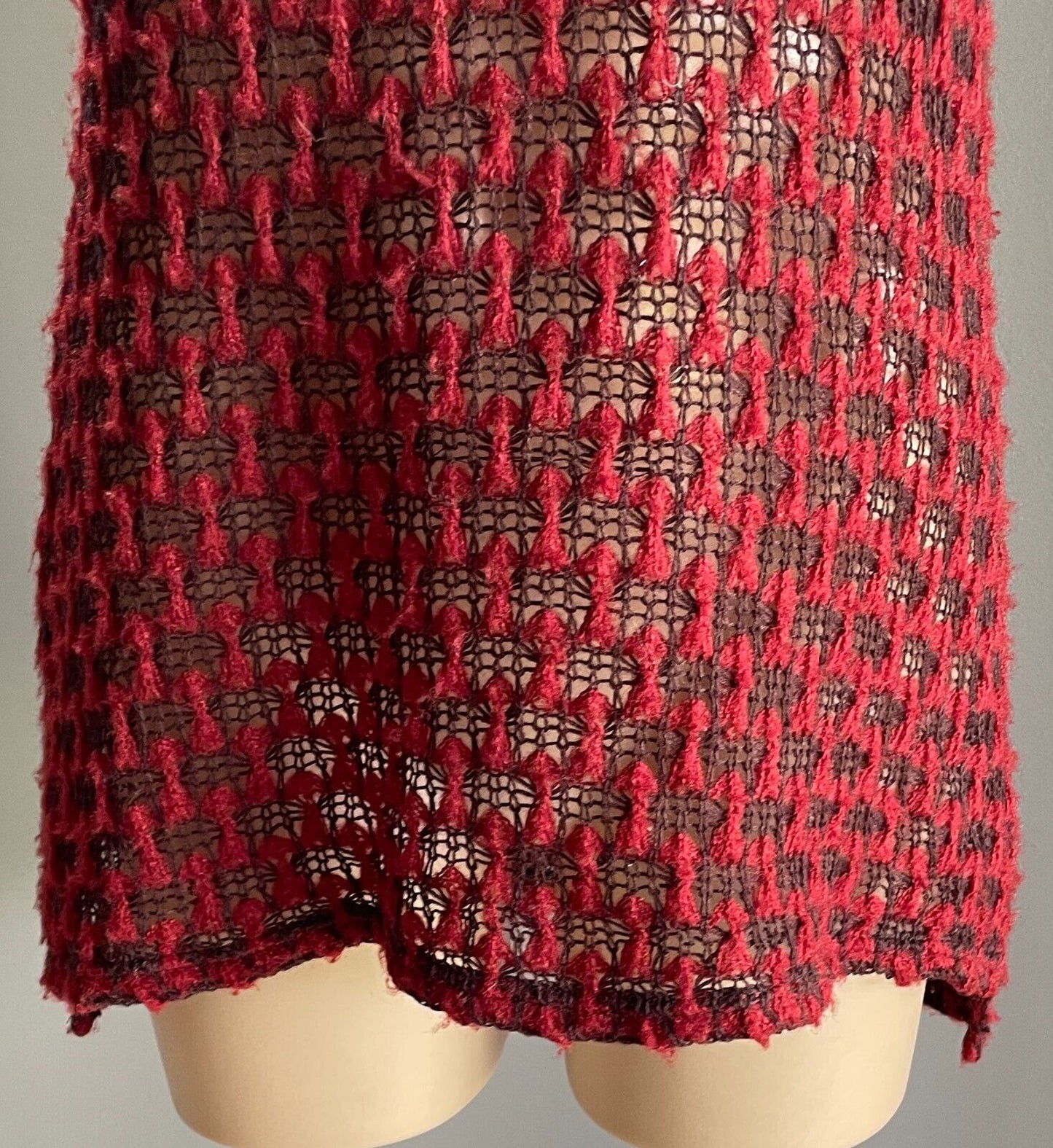 KATIES Knit Top Maroon Red Aubergine Open Stitch Cap Sleeve Sweater Vest Size 12